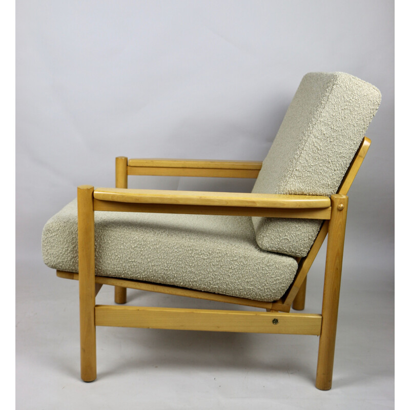 Vintage beige boucle armchair, 1970s