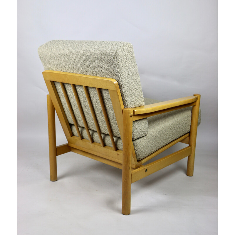 Vintage beige boucle armchair, 1970s