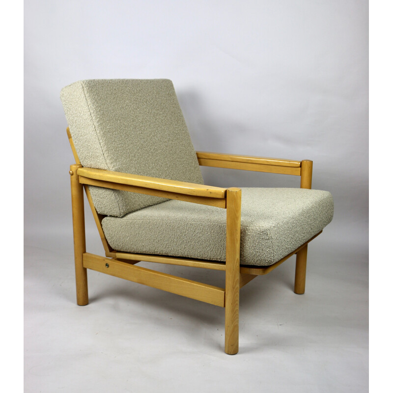 Vintage beige boucle armchair, 1970s