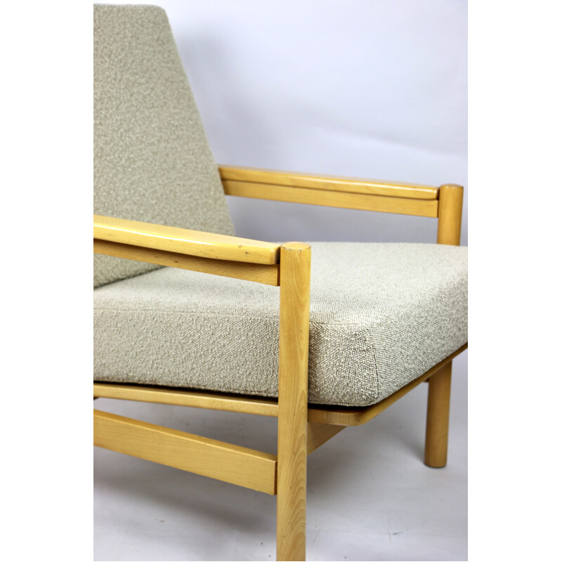 Fauteuil vintage beige en boucle, 1970