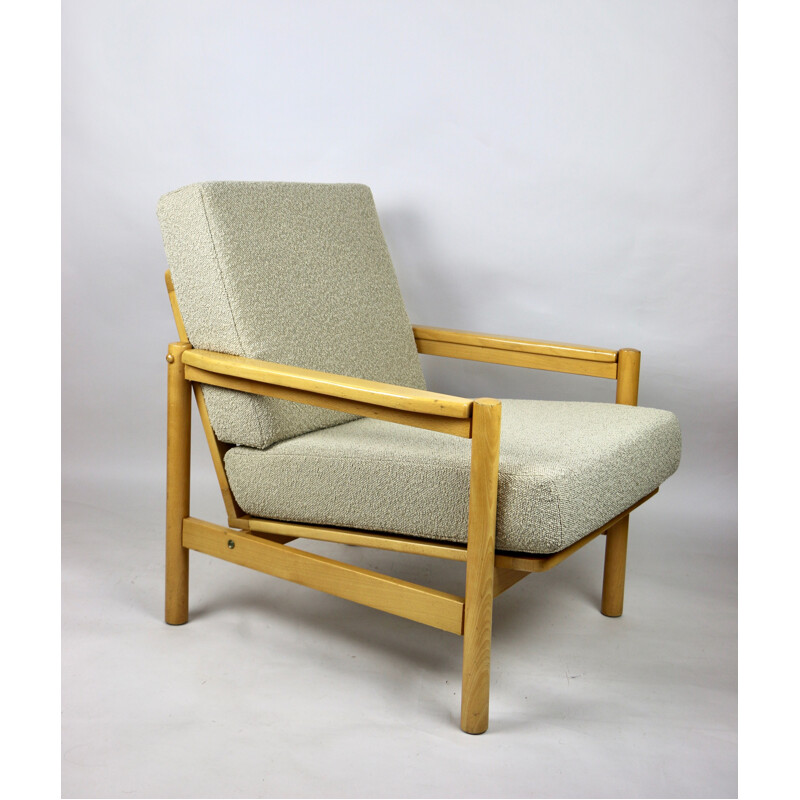 Vintage beige boucle armchair, 1970s