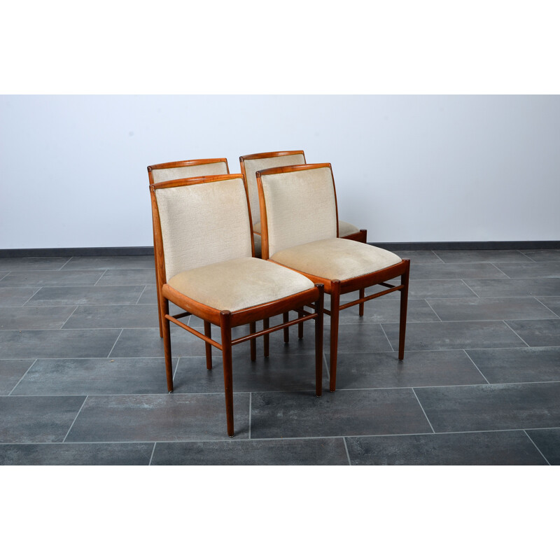 Set of 4 vintage Benze chairs teak and velvet fabric