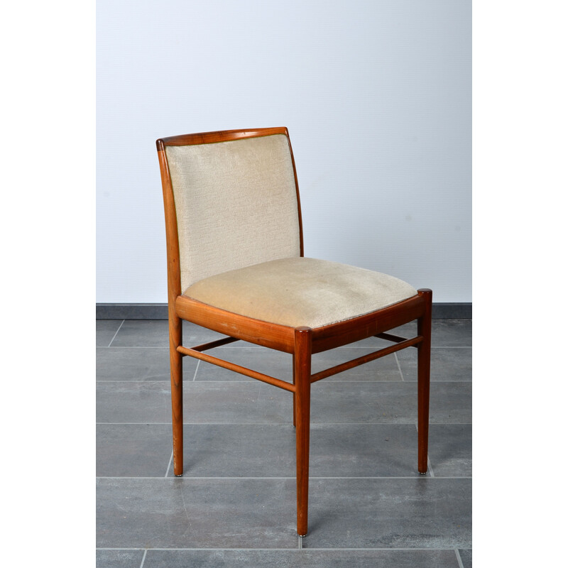 Set of 4 vintage Benze chairs teak and velvet fabric