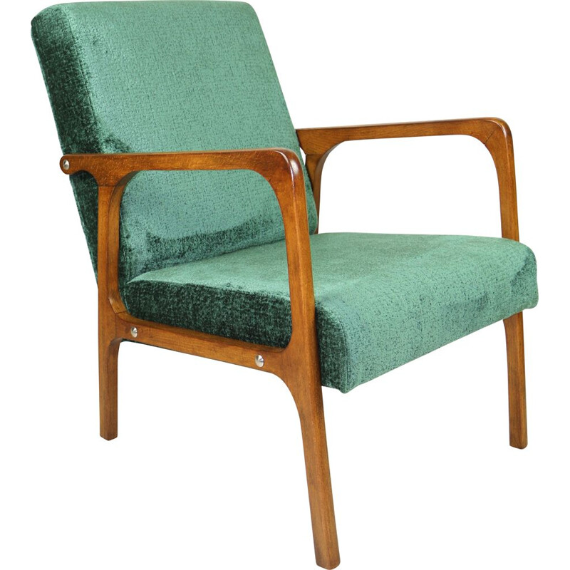 Vintage green velvet armchair, 1970s