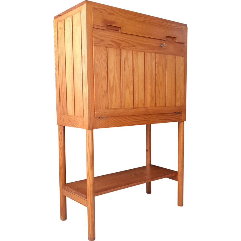 Vintage French pine secretary by Pierre Gautier Delaye, 1950