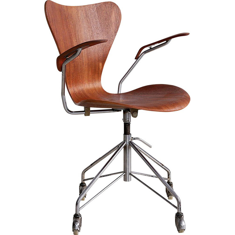 Chaise de bureau vintage par Arne Jacobsen pour Fritz Hansen, Danemark 1968