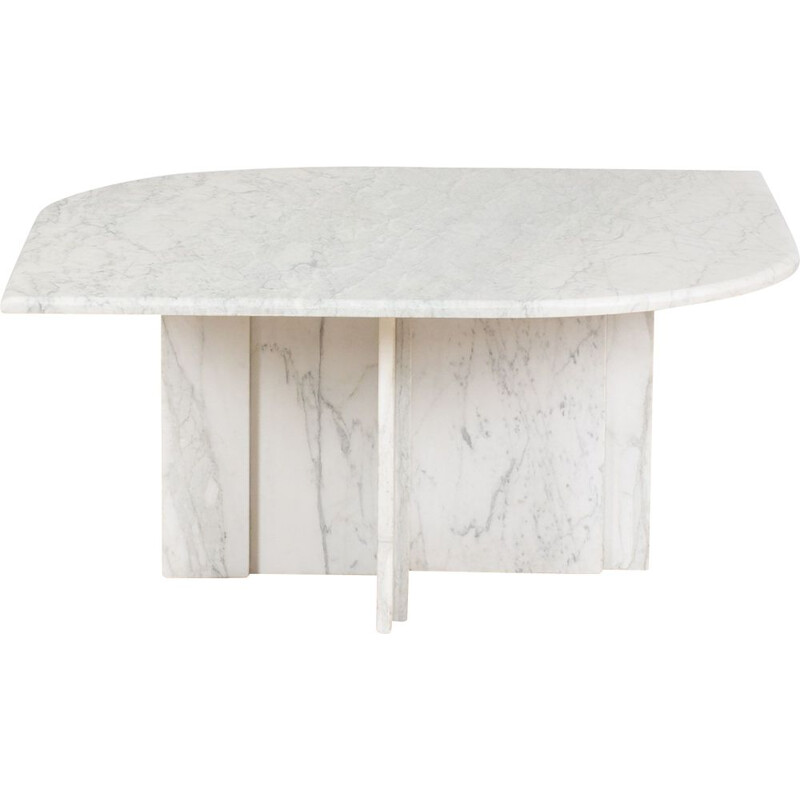 Italian vintage white marble coffee table, 1980