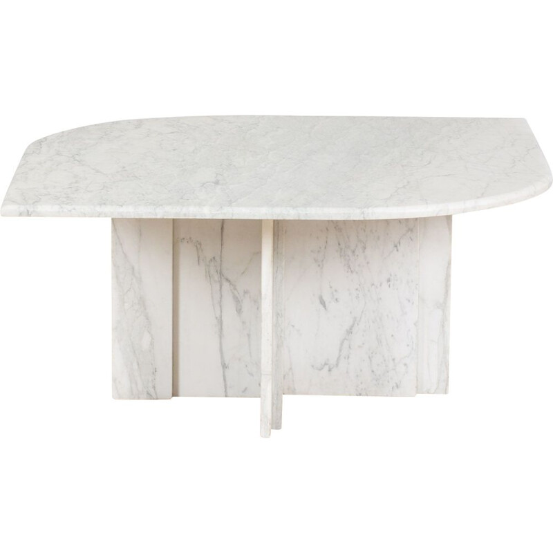 Table basse italienne vintage en marbre blanc, 1980