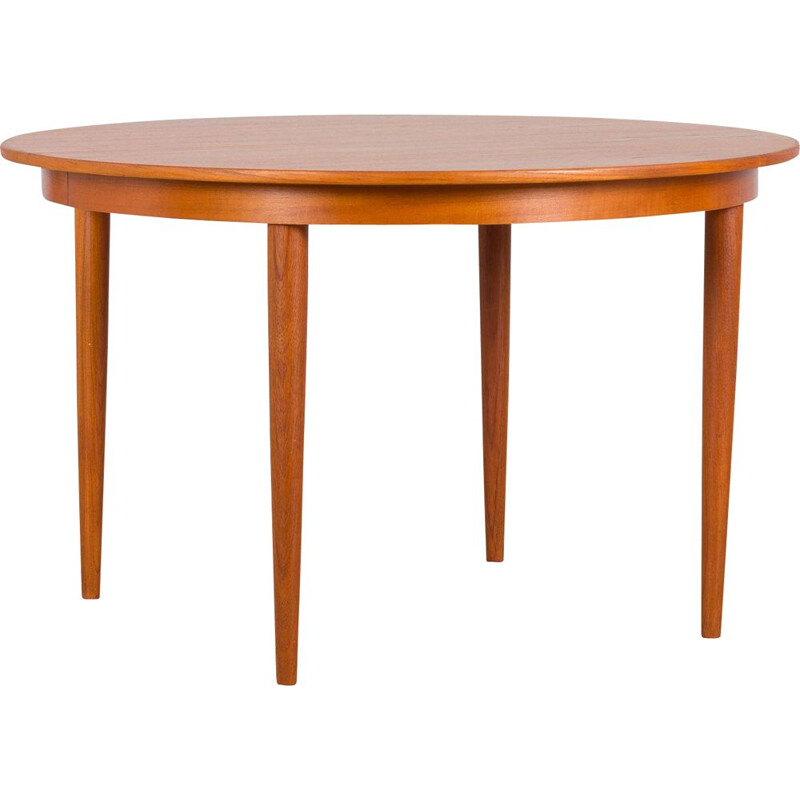 Vintage round teak extension table by Skovmand and Andersen, Denmark 1960s