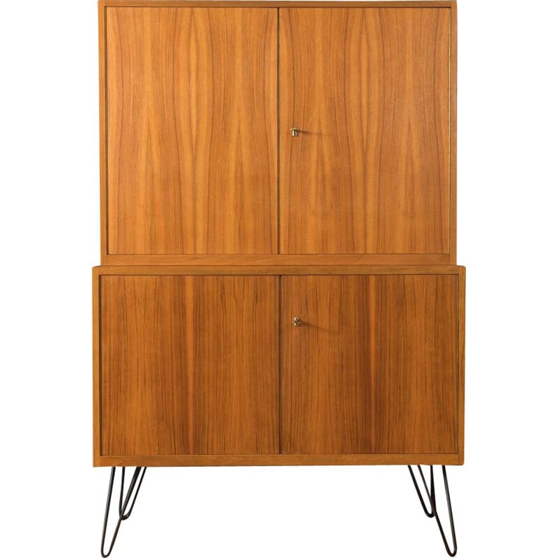 Vintage walnut cabinet with four doors, Germany 1950s