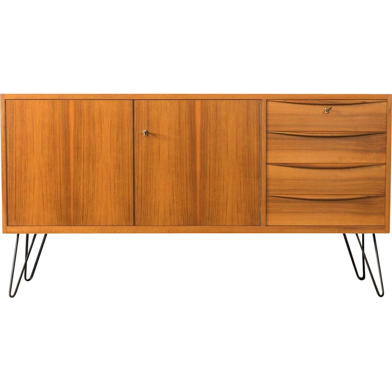 Mid century walnut sideboard with two doors, Germany 1950s