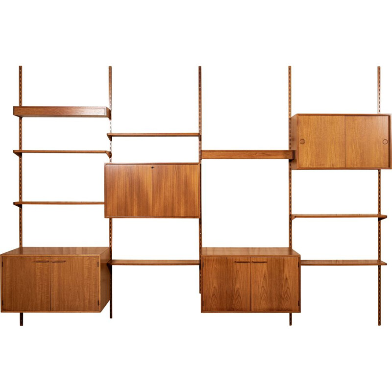 Mid century wall system in teak by Kai Kristiansen for Fm, Denmark 1960s