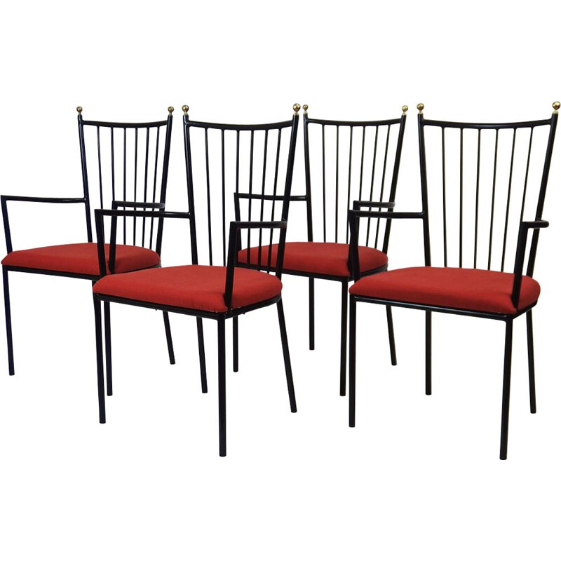 Conjunto de 4 cadeiras de ponte vintage por Colette Gueden, França 1954