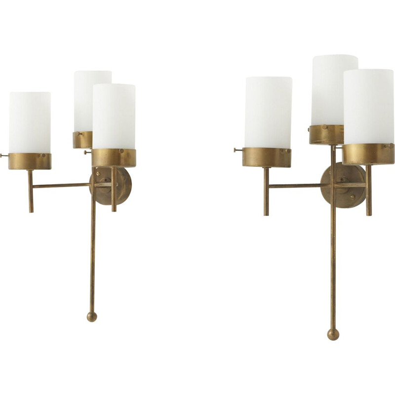 Pair of vintage brass wall lamps by Hans Agne Jakobsson, 1960