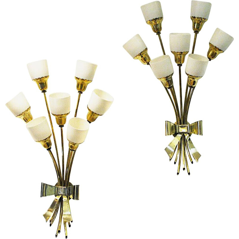 Pair of vintage brass sconces, Denmark 1940