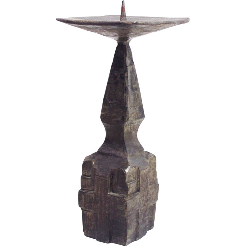 Vintage Brutalist bronze candlestick, 1960