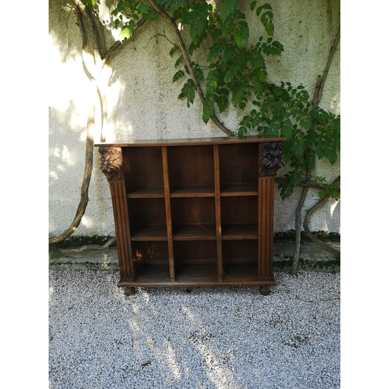 Vintage Bibus bookcase with carved lion heads