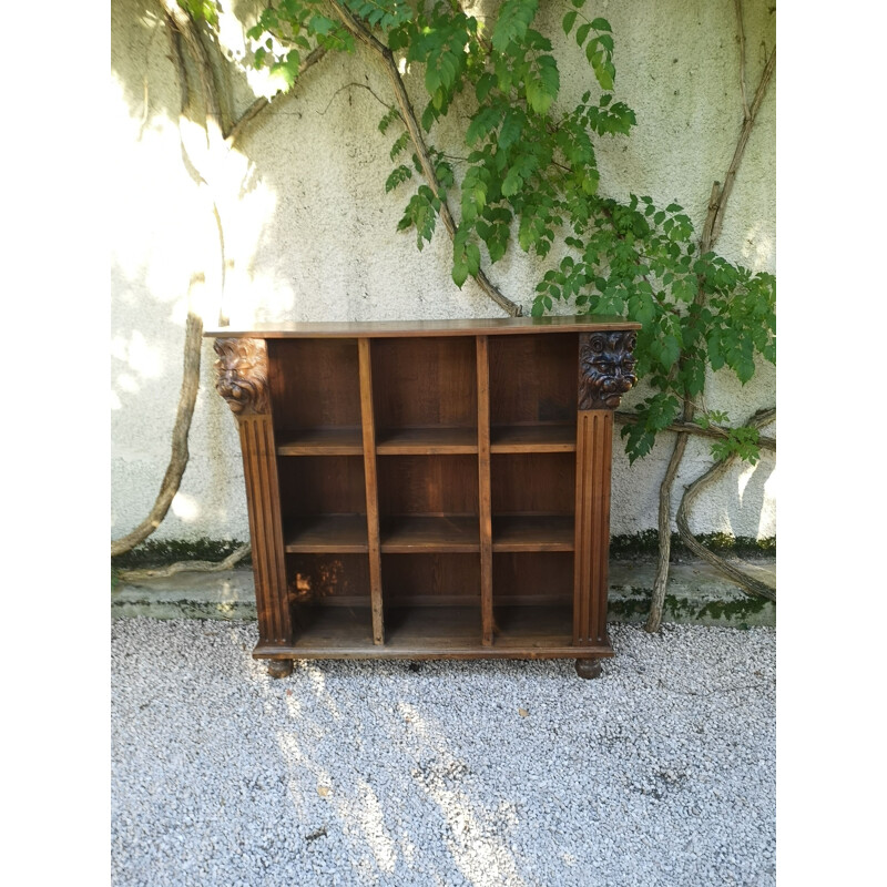 Vintage Bibus bookcase with carved lion heads