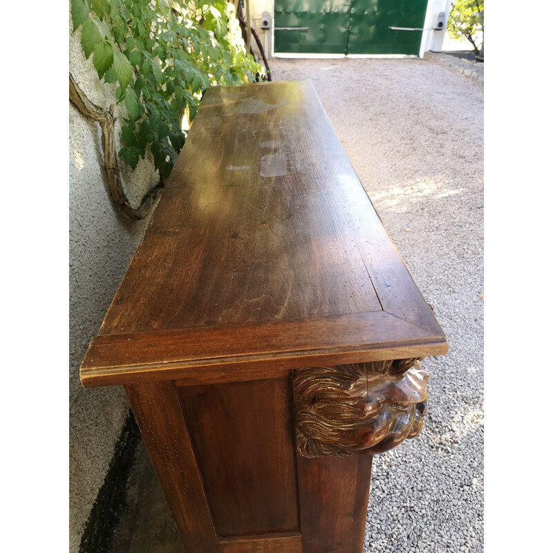 Vintage Bibus bookcase with carved lion heads