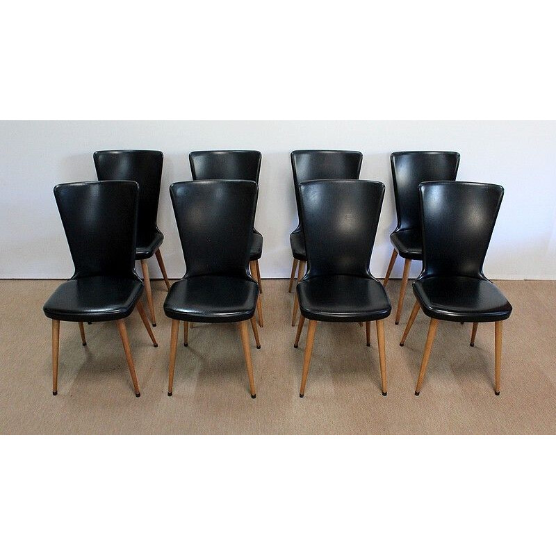 Set of 8 vintage Baumann Essor chairs, 1960