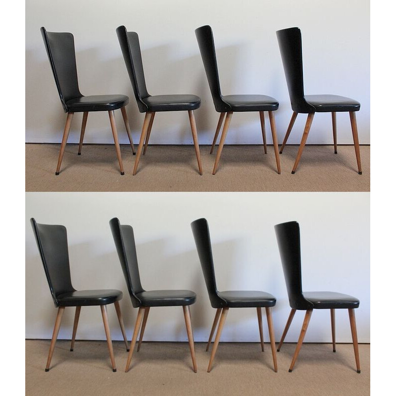Set of 8 vintage Baumann Essor chairs, 1960