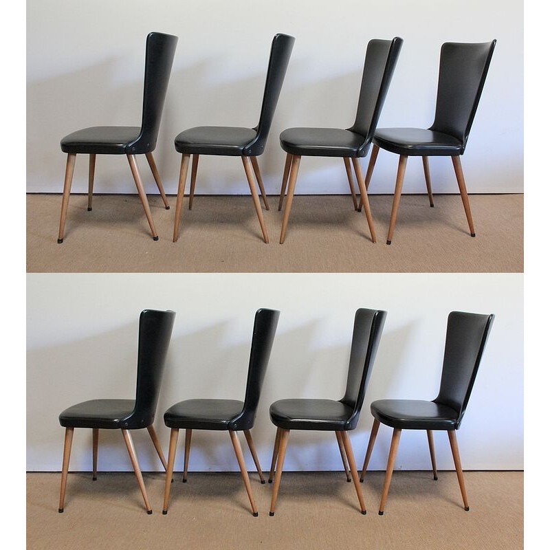 Set of 8 vintage Baumann Essor chairs, 1960