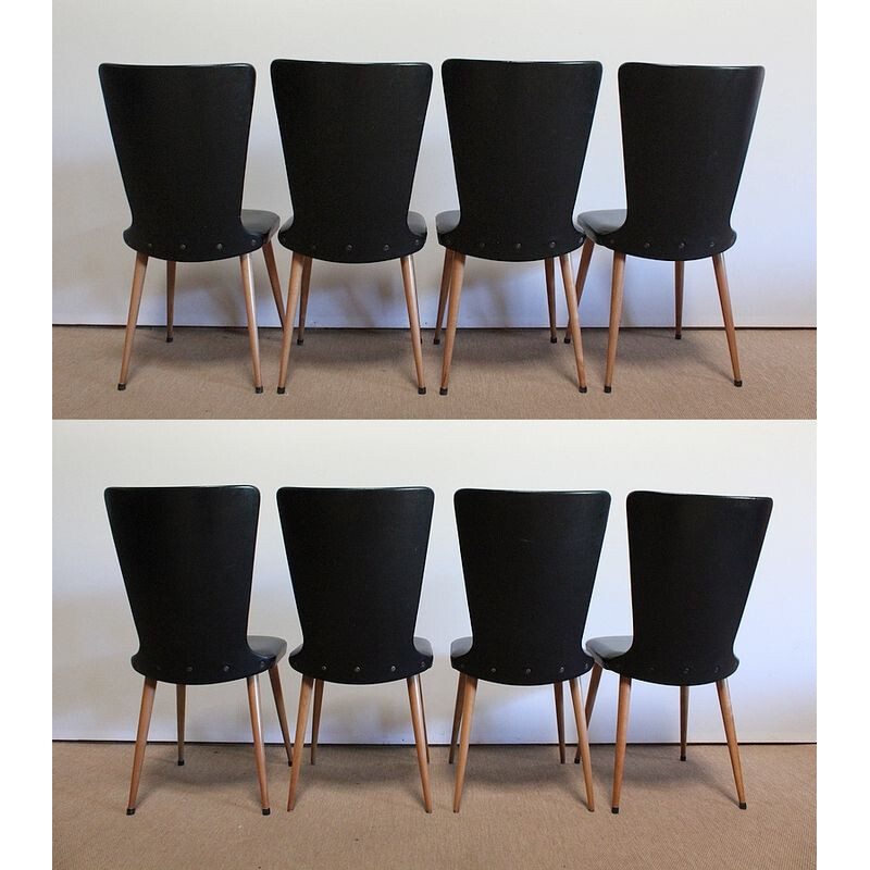 Set of 8 vintage Baumann Essor chairs, 1960