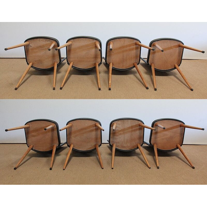 Set of 8 vintage Baumann Essor chairs, 1960