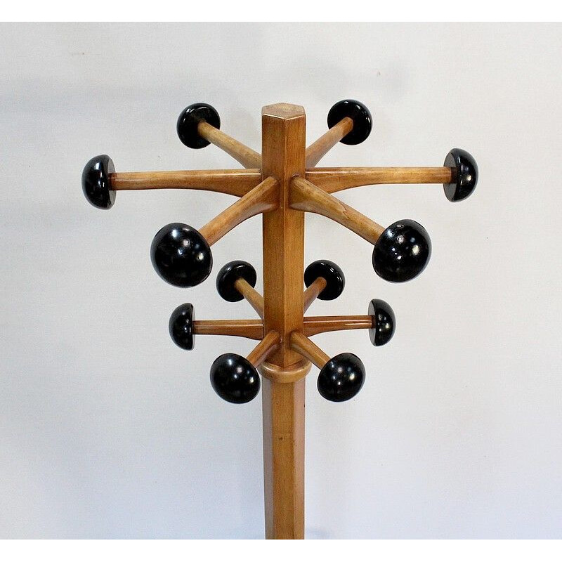 Vintage coat rack "Stella" in solid beech wood, 1960