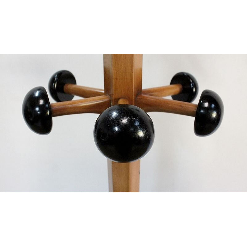 Vintage coat rack "Stella" in solid beech wood, 1960