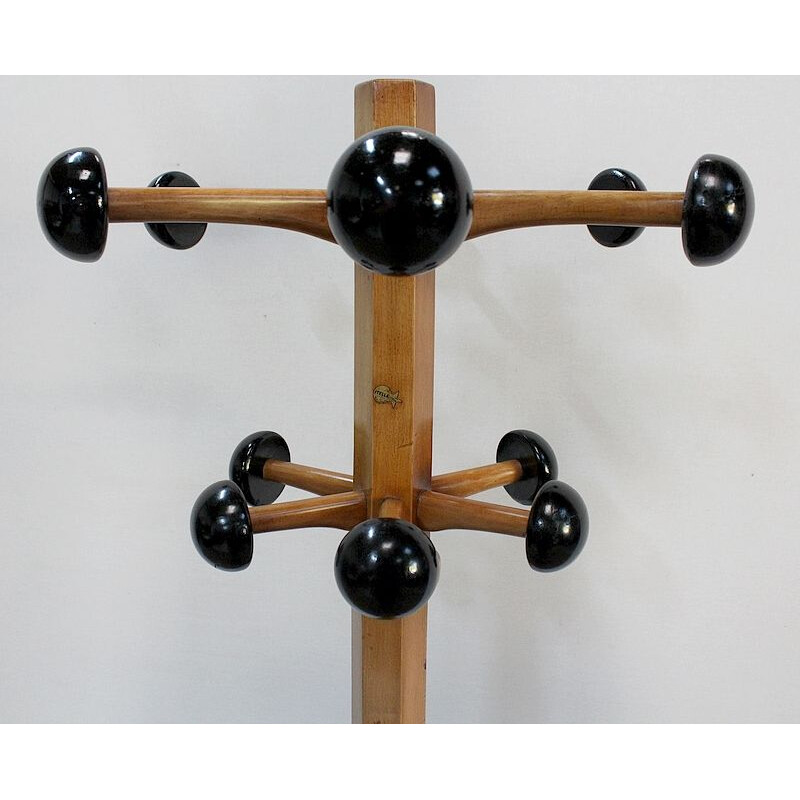 Vintage coat rack "Stella" in solid beech wood, 1960