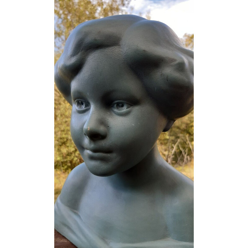 Vintage ceramic bust, France 1930