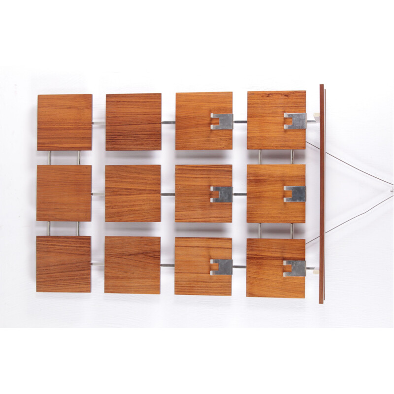 Mid-century German checkered wall coat rack, 1960s