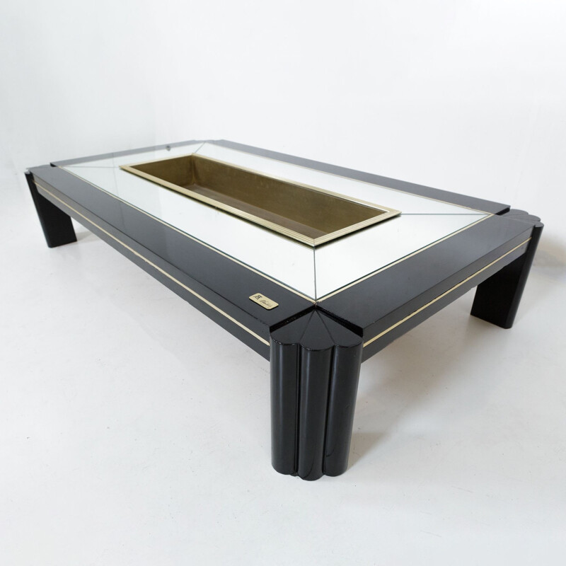 Mesa de centro vintage de latón de Alain Delon para Sabot, 1970