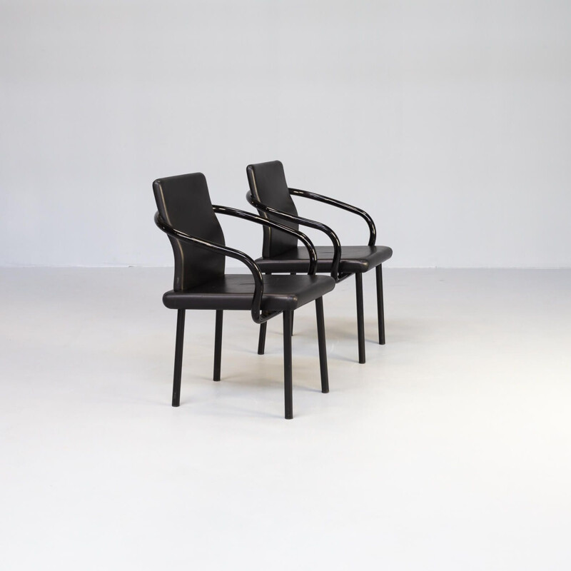 Ein Paar "Mandarinen"-Vintage-Stühle mit Armlehnen von Ettore Sottsass für Knoll, 1986