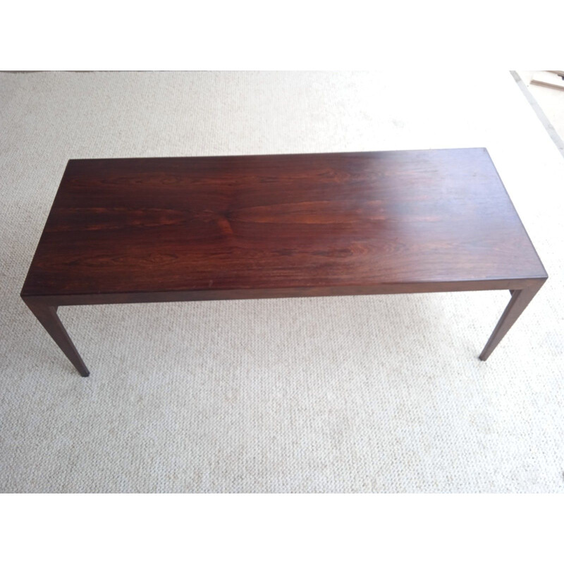 Table basse rectangulaire vintage en palissandre par Illum Wikkeslo,1970