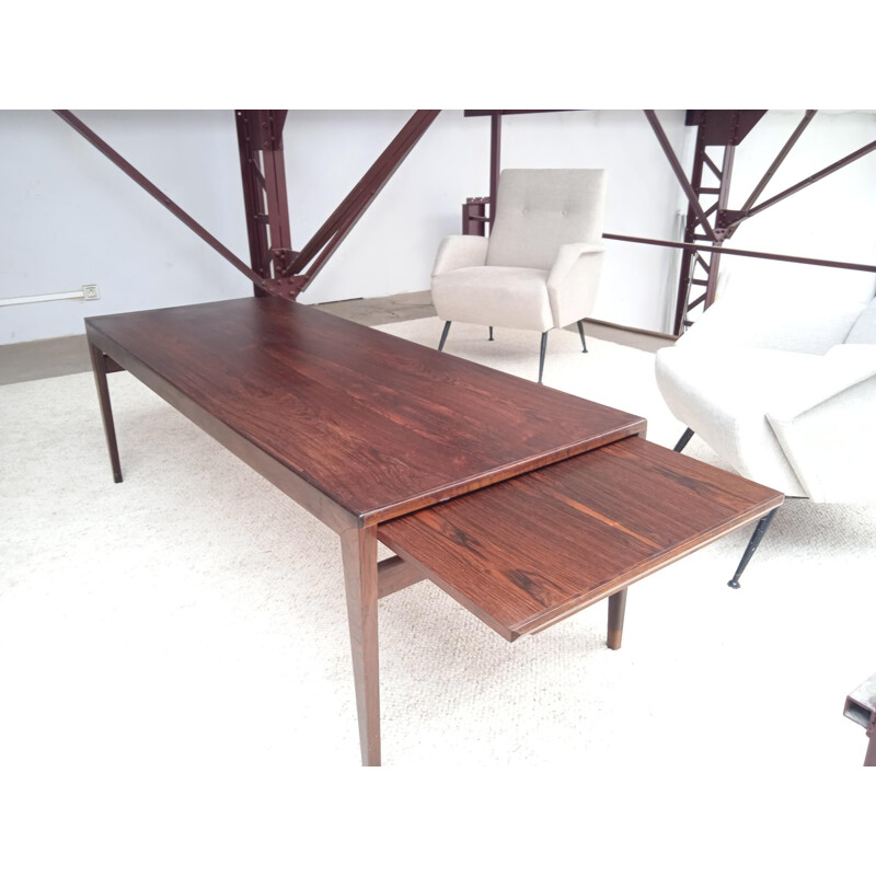 Table basse rectangulaire vintage en palissandre par Illum Wikkeslo,1970