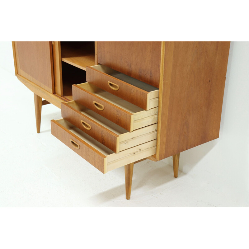 Scandinavian vintage two tone teak highboard, 1960s