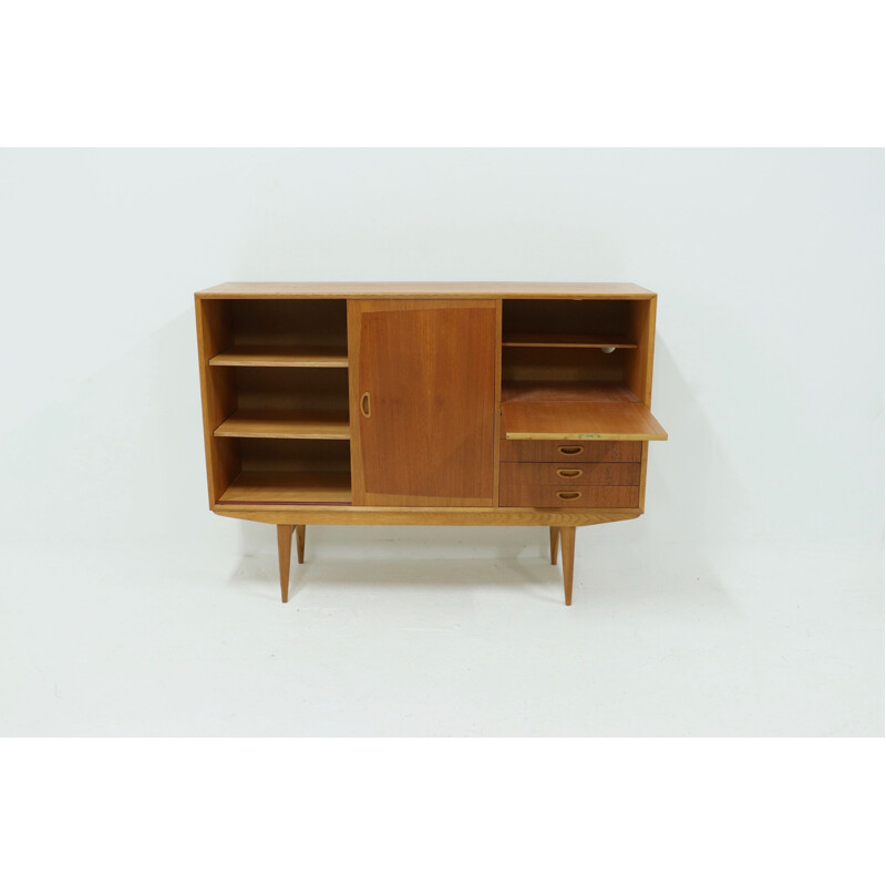 Scandinavian vintage two tone teak highboard, 1960s