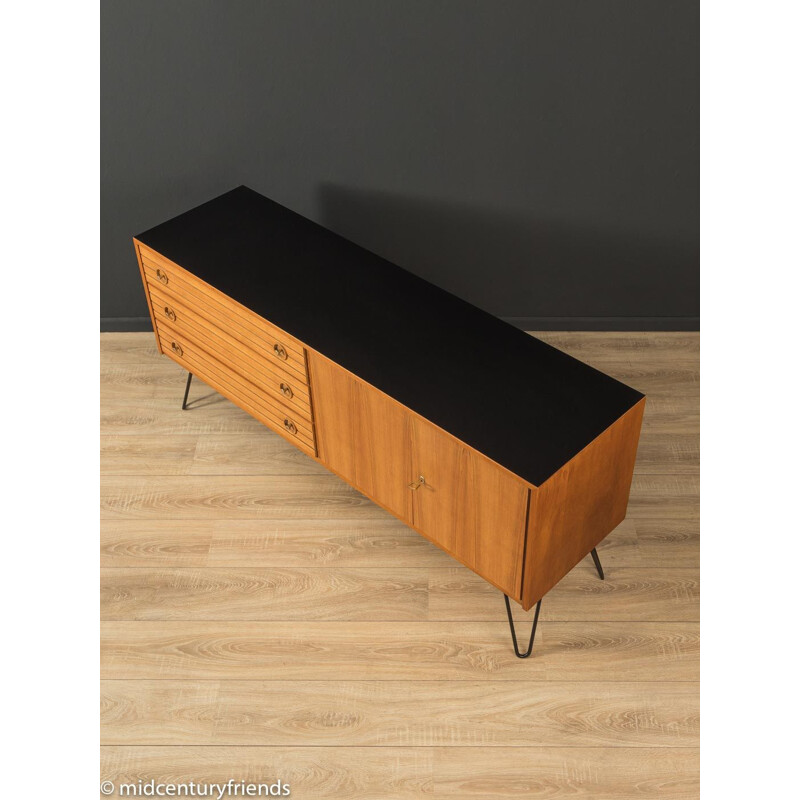 Walnut and black formica vintage sideboard, Germany 1960s