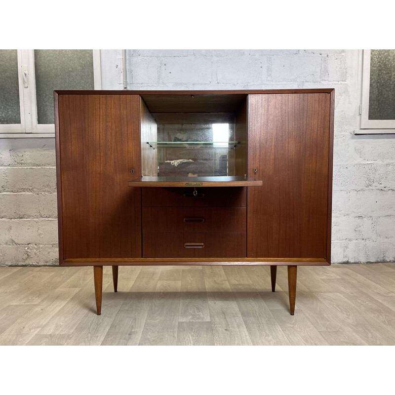 Scandinavian vintage teak highboard by Glf, 1960