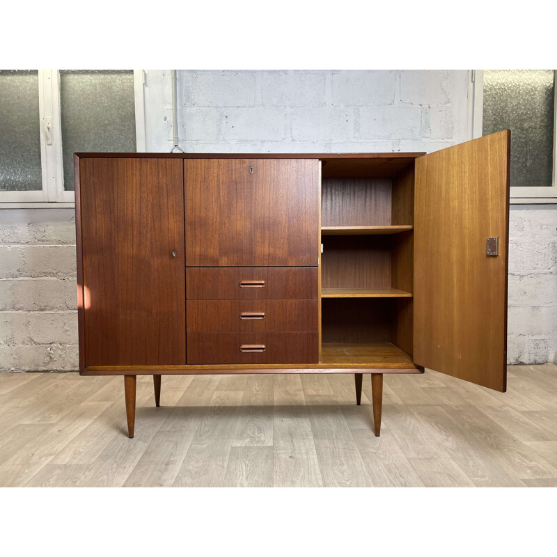 Scandinavian vintage teak highboard by Glf, 1960