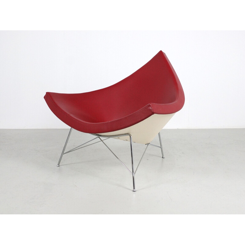 Vitra "Coconut" armchair in red leather, George NELSON - 1990s