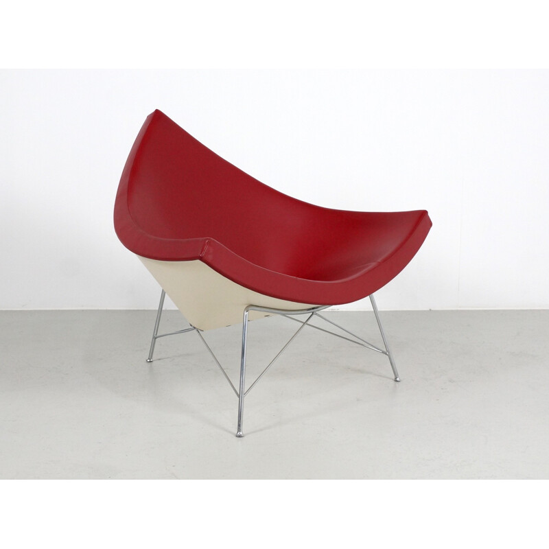 Vitra "Coconut" armchair in red leather, George NELSON - 1990s