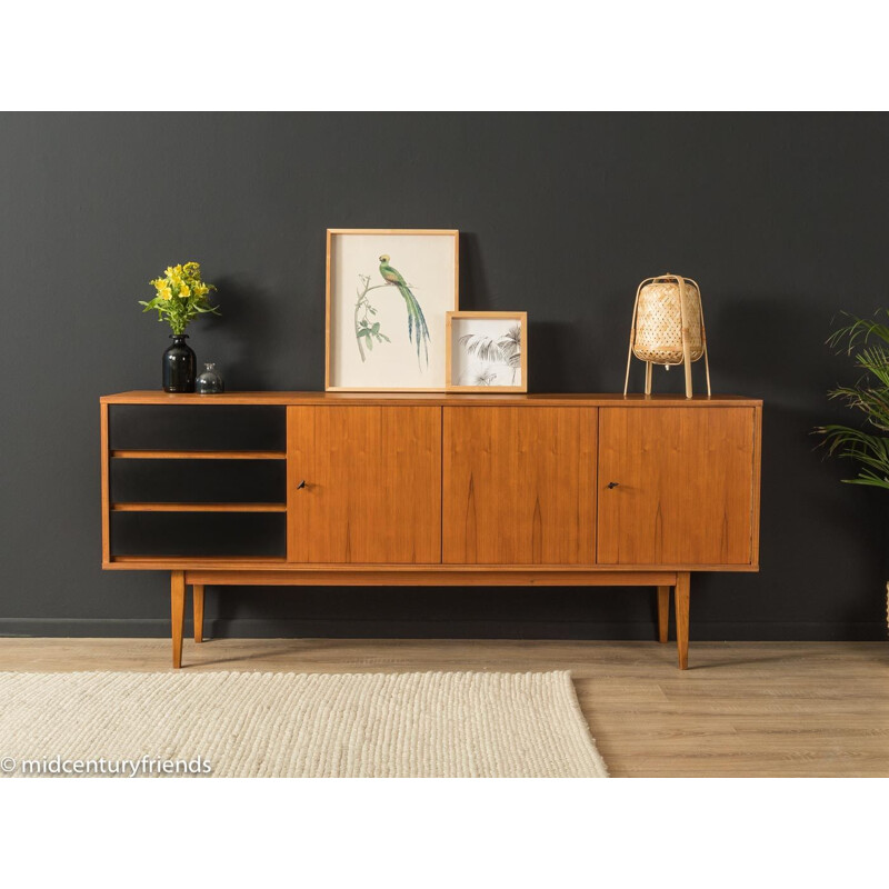 Mid century walnut and black formica sideboard, Germany 1960s