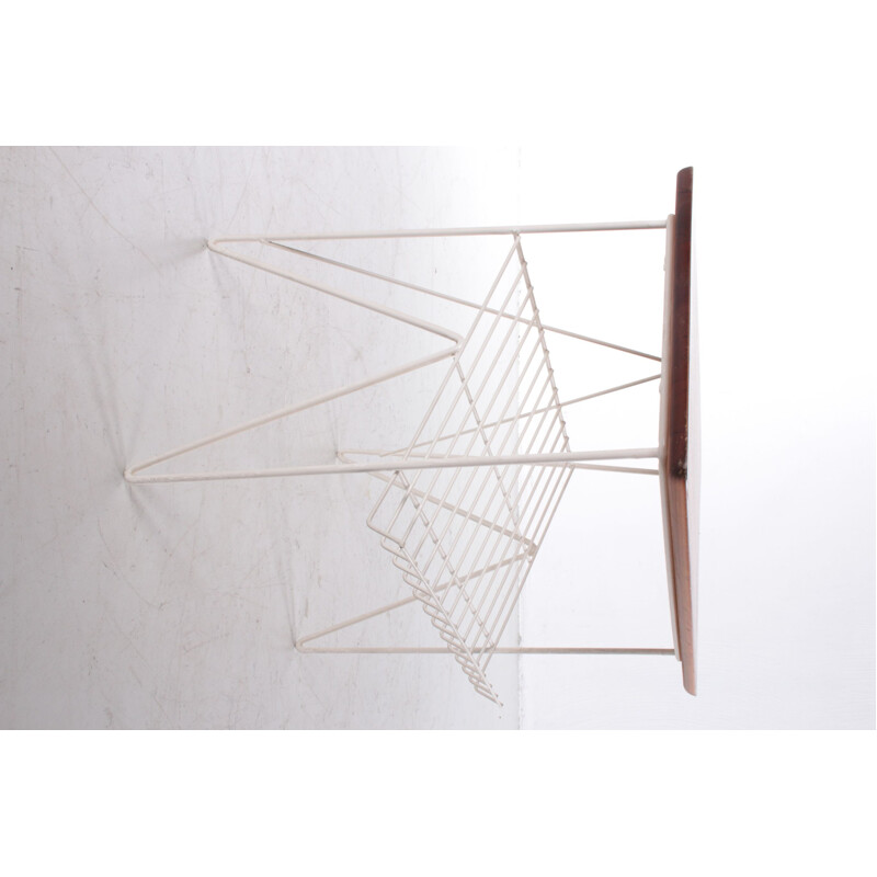 Vintage white metal string side table, Sweden 1960