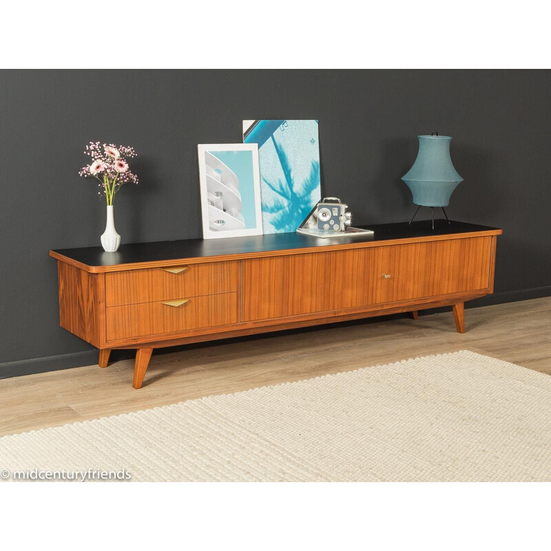 Vintage walnut lowboard with two drawers and two doors, Germany 1950s