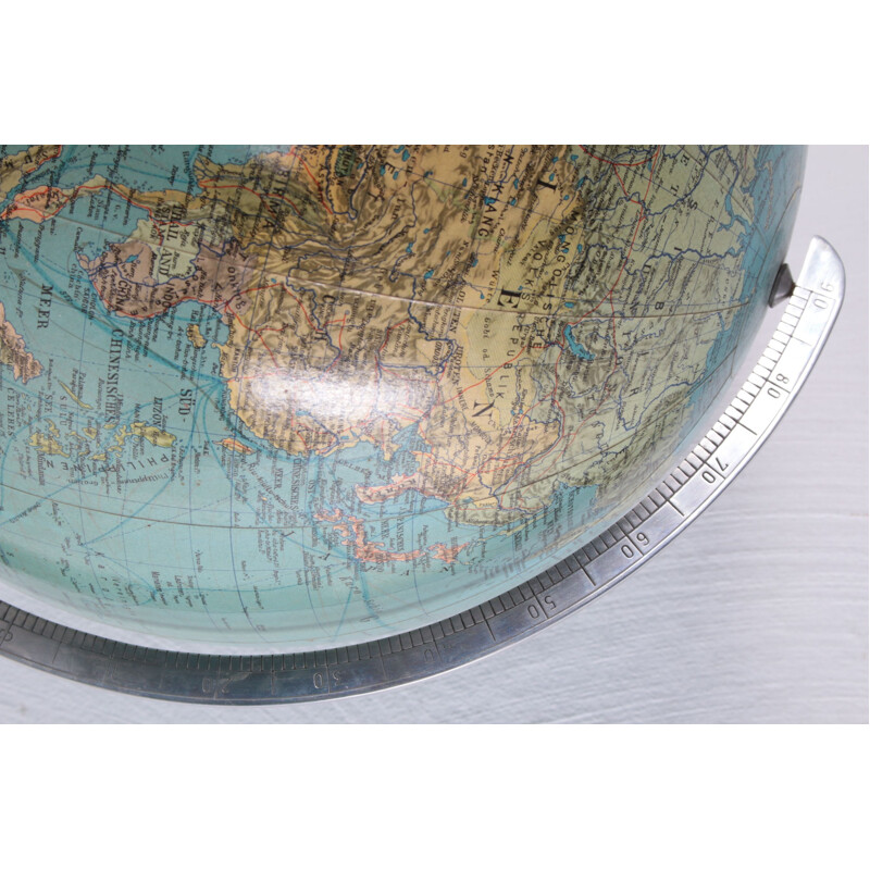 Mid century glass globe with light from Columbus DuoErdglobe, Germany 1960