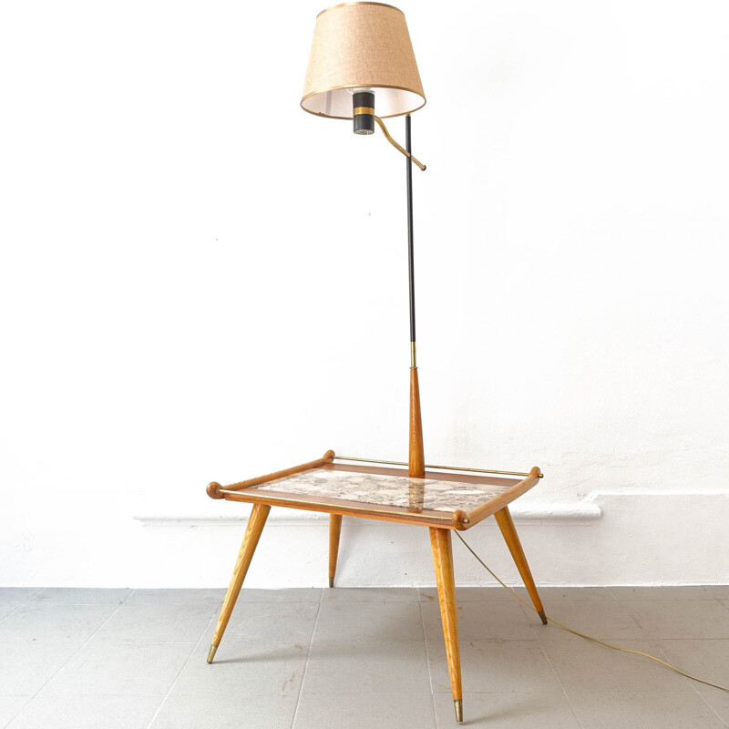 Vintage floor lamp in ashwood and undianuno wood, Portugal 1950