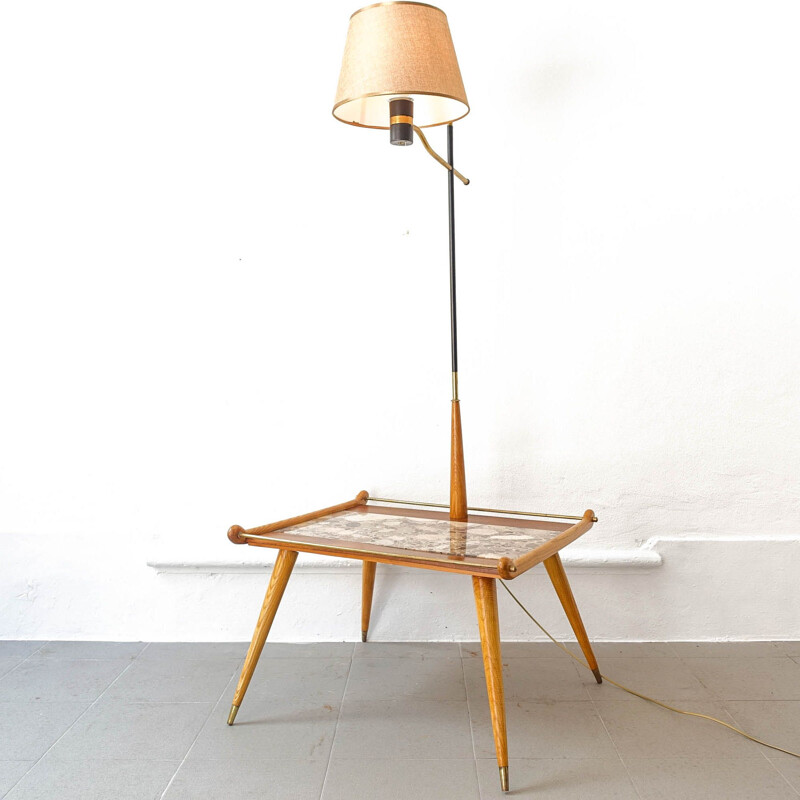 Vintage floor lamp in ashwood and undianuno wood, Portugal 1950